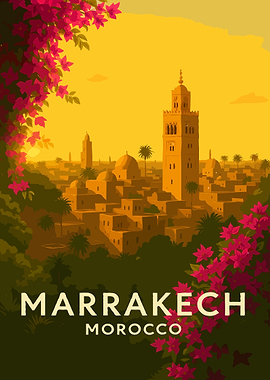 Marrakech, Morocco Travel Poster