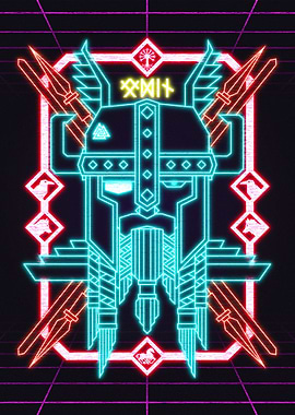 Odin All father | Viking God Retrowave Aesthetic Neon
