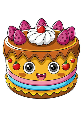 Cute Cartoon Cake with Face