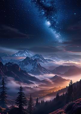 Milky Way over Mountain Landscape