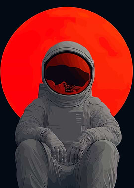 Astronaut with Red Planet Backdrop
