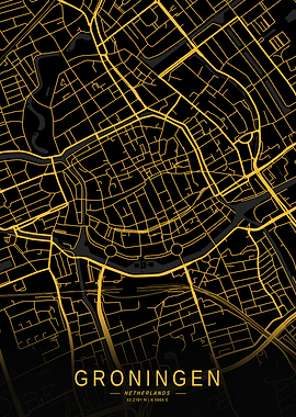 Golden Groningen City Map