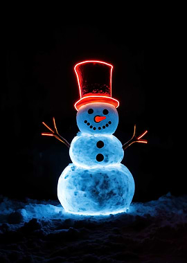 Glowing Snowman with Red Hat