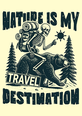 Skeleton Bear Rider Nature Travel Adventure