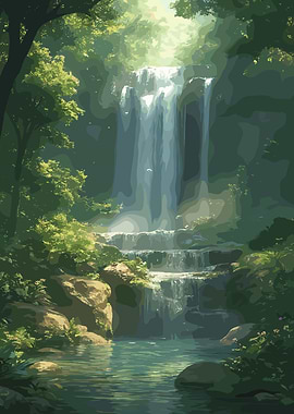 Lush Waterfall Scene