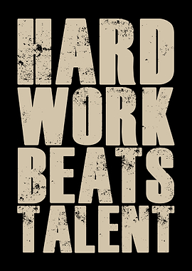 Grit & Effort Motivation Poster Office Hard Work Beats Talent