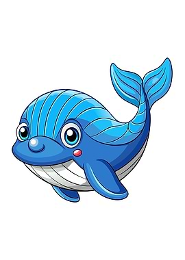 Cartoon Blue Whale Illustration