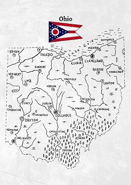 Hand Drawn Map of Ohio