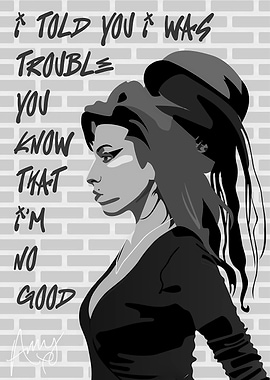 Amy Winehouse Portrait - Black and White