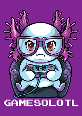 Axolotl Gamer Cartoon Illustration