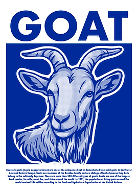 Goat Illustration in Blue and White