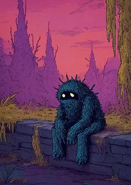 Lonely Creature in a Purple Landscape