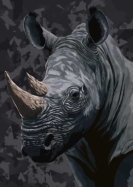 Rhino Portrait Illustration