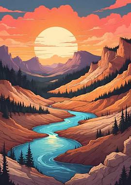 Yellowstone Majesty at Sunset