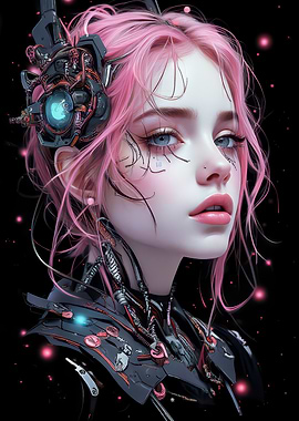 Cyberpunk Girl with Pink Hair