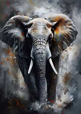 Elephant Portrait in Abstract Style