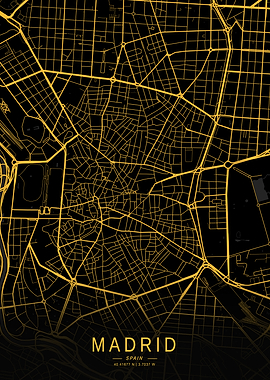 Golden Madrid City Map