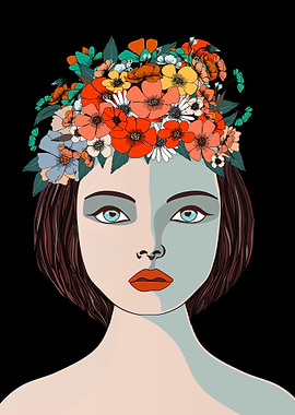 Woman with Flower Crown Illustration