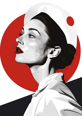 Nurse Portrait with Red and Black