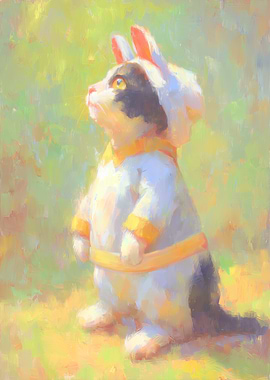 Cat in a Bunny Hoodie