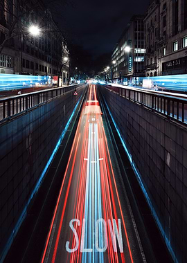 Night City Traffic London Long Exposure
