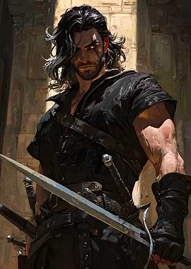 Warrior with Swords Digital Art