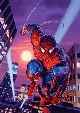 Spider-Man Swinging Cityscape