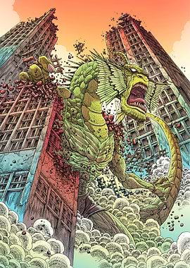 Marvel Kaiju Attacking Cityscape