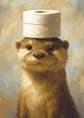 Otter with Toilet Paper Hat