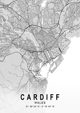 Cardiff Light City Map