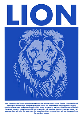 Lion Portrait Blue