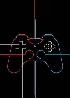 Minimalist Game Controller Line Art