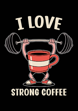 I Love Strong Coffee Cartoon