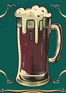 Frothy Beer Mug Illustration