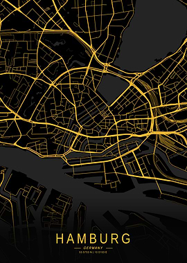Golden Hamburg City Map