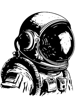 Black and White Astronaut Illustration