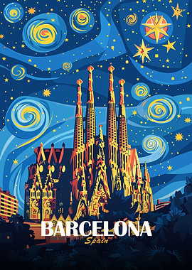 Barcelona Spain Travel Poster Art