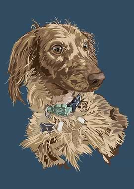 Dog Portrait with Collar on Blue