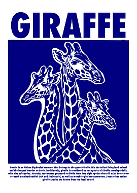 Giraffe Illustration in Blue and White