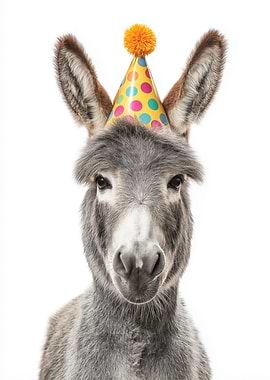 Donkey with Birthday Hat