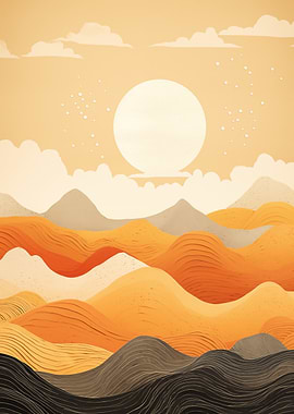 Landscape Sun and Hills