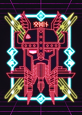 Odin Geometric Neon – Norse God of Wisdom & War