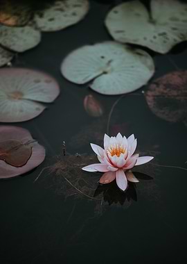 Water Lily in a Dark Pond