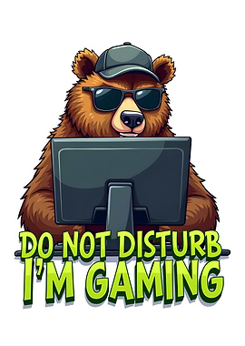 Gamer Bear Cartoon Illustration