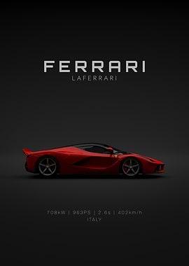 Ferrari LaFerrari Red Car Poster