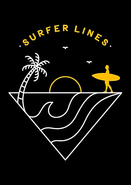 Surfer Lines Minimalist Art