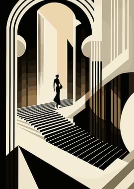 Art Deco Woman on Stairs
