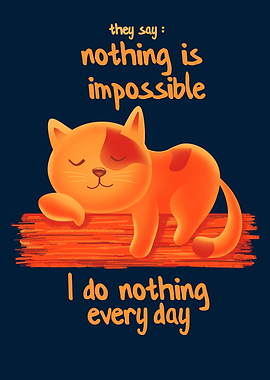 Lazy Cat Illustration with Funny Quote