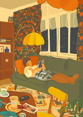 Cozy Reading Nook Illustration