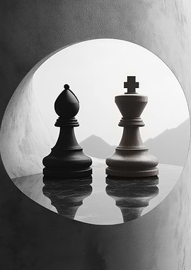 Chess Pieces in a Stone Portal